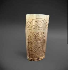 Tasse en corne écologique faite à la main avec couvercle, motif animalier, cadeau de luxe pour les magasins d'articles vikings - Product Image 2
