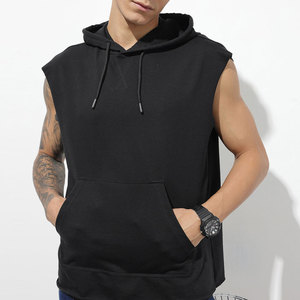 Hoodie sans manches coupe classique 100% coton zippé respirant séchage rapide décontracté confortable pour homme - Product Image 1