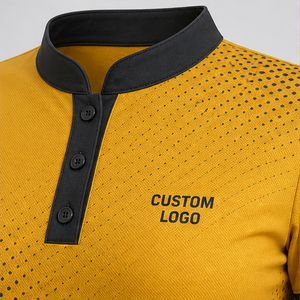 Polo personnalisé jaune moutarde à pois demi-ton, col mandarin pour femme, séchage rapide, respirant, manches courtes, uniforme WPS-0837 - Product Image 6