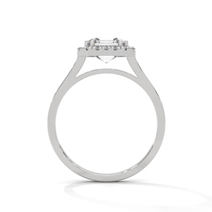 Asscher Cut Diamond <b>Ring</b> Halo <b>Solitaire</b> Engagement Band 925 <b>Silver</b> Rhodium Plated for Women - Product Image 2