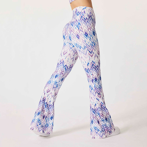 High Waist <b>Flared</b> <b>Leggings</b> Women Geometric Print Full Length Yoga Pants Stretch Breathable Comfortable All Seasons - Product Image 3