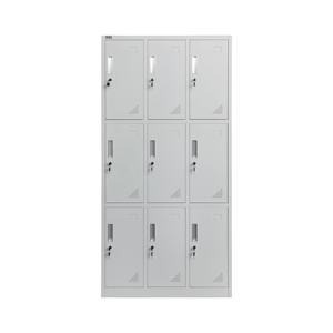 Casier vestiaire métallique gris à 9 portes avec serrure à clé, armoire de présentation pour salle de sport, bureau, école, dortoir - Product Image 3