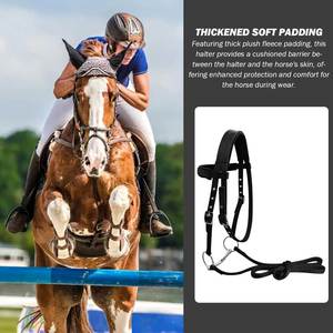 Black Knitted Horse Halter with Adjustable Straps Metal Buckles Skulls Pattern Anti-UV for Equestrian Riding - Product Image 6