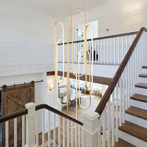 Lampadario a Sospensione LED Moderno con Anello, 3 Colori Dimmerabili, Oro, 157 Pollici, Illuminazione Contemporanea per Soffitti Alti - Product Image 3