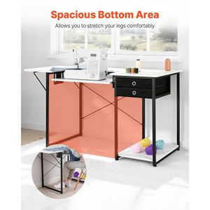 Table de machine à coudre en acier réglable, meubles de maison, étagère latérale pliable, tiroirs multifonctionnels pour studio d'art, éducatif - Product Image 6