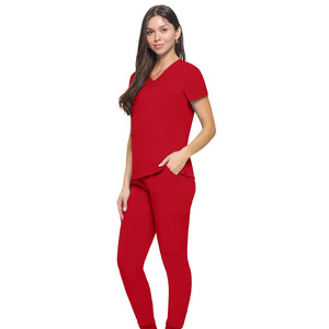 Unisex Classic White Cotton <b>Scrub</b> <b>Sets</b> with Jersey Fabric Needle Detection Professional Medical Nurse Uniform for Hospital Use - Product Image 4