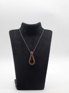 Handmade Glass Necklace with Copper Wire <b>Wrapped</b> Pendant | Boho Jewelry Crystal Necklace <b>Gift</b> for Women - Product Image 2