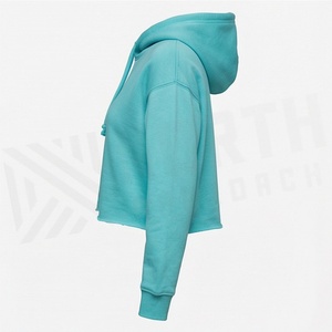 Haut court à capuche sportswear tendance pour femme, en molleton de coton, avec logo personnalisé, vente en gros, service OEM, vêtements de sport confortables - Product Image 3