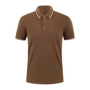 Chemise de golf à manches courtes pour homme, rouge, logo imprimé par transfert thermique sur le devant, tissu jersey décontracté, respirant, polyester/coton 180g, boutons - Product Image 2