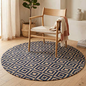 Diamond Geometric Printed Braided Jute Rug Pet-Friendly Non-Slip Eco-Friendly for Modern Farmhouse Bedroom Nordic Minimalist - Product Image 2