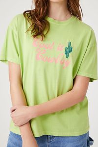 Camiseta Verde Extra Grande con Estampado de Cactus, Manga Corta, Cuello Redondo, Informal, para Hombre, Tejido de Punto, Algodón - Product Image 4