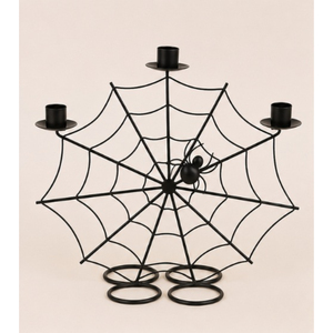 Halloween Decor Spider Web Black Metal <b>Candelabra</b> Iron Tealight Candle Holder for Home Spooky Party Table Centerpiece - Product Image 3