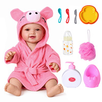 Poupée Reborn Mia de 15 pouces pour filles, corps entièrement en vinyle, souriante, fonction de boisson et d'humidification, ensemble de peignoir de bain