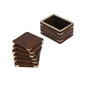 Wooden <b>Drink</b> <b>Coasters</b> with Holder Durable Wood Table <b>Coasters</b> for Tea Cups Coffee Mugs Beer Cans Water Glasses - Product Image 1