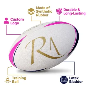 Custom <b>Rugby</b> Training <b>Ball</b>, Premium Synthetic Rubber Long-Lasting Quality, Available In <b>Sizes</b> 3, <b>4</b> & 5 For Kids, Youth & Adults - Product Image 3