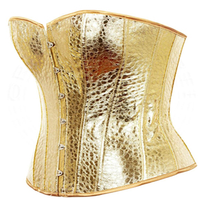 Best Golden Plus Size Breathable Eco-Friendly Anti-Bacterial Women's Two-Tone Brocade Steel Boned Overbust Corset Shapers Sports - Product Image 3