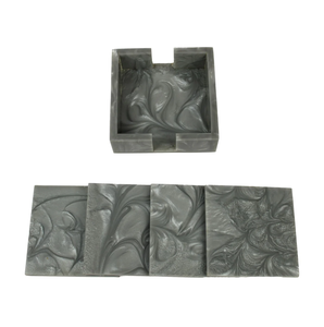 Sous-verres personnalisables en résine grise (4 pièces) avec support carré en résine époxy, prix de gros - Product Image 6