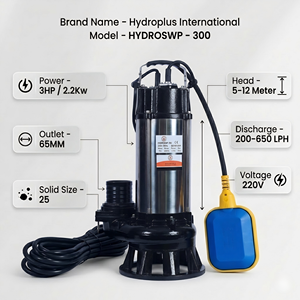Hydroplus International 3HP Sewage <b>Submersible</b> <b>Pump</b> 65MM Outlet Heavy Duty Wastewater Drain <b>Pump</b> In 220V For Industrial Uses - Product Image 2