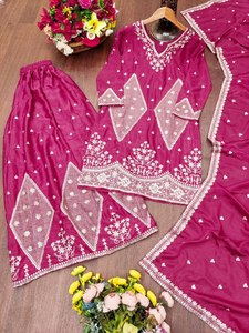 2026 Designer Party Wear Sharara Suit for Women Silk <b>Gota</b> Patti Embroidery Punjabi Suit Festive Indian Ethnic Wear Salwar Kameez - Product Image 5