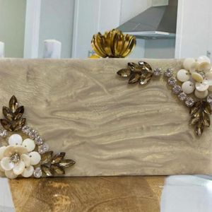 Handmade Animal Baby Gold resin Clutch Purse Flower Decoration Pattern <b>Collection</b> <b>Box</b> Clutch Bag for Craft Use - Product Image 3