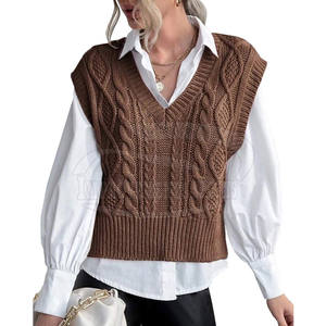 Vêtement décontracté Gilet court en tricot pour femme Vêtements tendance Gilet court en tricot pour femme en vente en ligne - Product Image 1