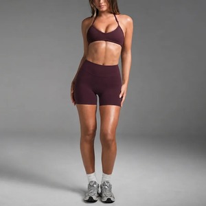 Women Yoga <b>Set</b> Halter Sports Bra High Waist Leggings 2 Piece Fitness Workout Activewear Front Skin-friendly Customized Colors - Product Image 2