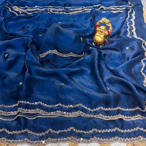 Elegant Reglance for Satin Silk Saree with Beautiful Rose <b>Gold</b> Beads Work Designer Border Heavy Designer Work <b>Blouse</b> Quick Dry - Product Image 2