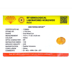 Certified Natural Citrine 8.65 Carat Oval Cut Loose Gemstone for Fine Jewelry - Product Image 4