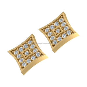 Luxury 14k Solid Gold Iced Screw Back Stud Fine Jewelry VVS Moissanite Diamond Crown Earrings for Women Cute Style - Product Image 4