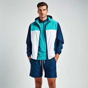 Custom Lightweight Men's Nylon Windbreaker Shorts Set High Quality Windproof Design Plus Size Stylish Side Button Short Set - Product Image 5