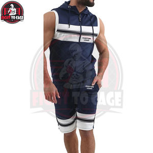 Crea tu propio conjunto de pantalones cortos y sudadera sin mangas para hombre, moderno, cómodo, de tela suave al tacto, para otoño, fitness, ligero y transpirable. - Product Image 3