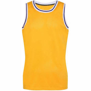 Maillot de basket-ball unisexe jaune en mesh sans manches, col rond, respirant, vêtements de sport pour adultes, toutes saisons, coupe classique, service OEM - Product Image 1