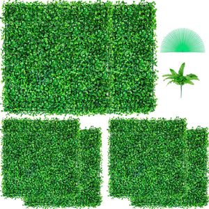 Pannelli di Siepe Artificiale in Bosso 50x50 cm, 6 Pezzi, Resistenti ai Raggi UV, Sfondo in Erba Artificiale Verde 4 cm - Product Image 4