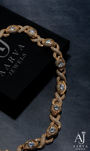 Collar de Moissanita Chapado en Oro, Estilo Hip Hop, Cadena de Eslabones Ovalados con Incrustaciones de Diamantes de Imitación, Joyería de Lujo Moderna para Mujer - Product Image 3