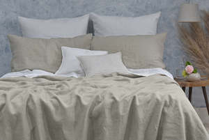 Juego de Ropa de Cama de 3 Piezas 100% Lino, Funda de Edredón Transpirable, Sábanas y Fundas de Almohada, Estilo Moderno, para Todas las Estaciones, 400 Hilos, Resistente al Agua - Product Image 3