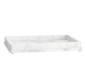 Plateau de service en marbre blanc naturel pour une présentation classique des repas et une organisation élégante de la cuisine - Product Image 6