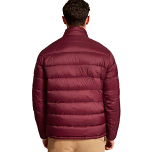 Men's Burgundy Stand Collar Puffer <b>Jacket</b> Windproof Casual Winter <b>Jacket</b> Regular <b>Fit</b> Zipper Closure Solid Color <b>Slim</b> Style - Product Image 3