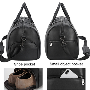 Leather <b>Duffel</b> <b>Bag</b> With Shoe Compartment Duffle <b>Bag</b> Zipper Closure Travel Weekender <b>Bag</b> Black <b>Duffel</b> <b>Bag</b> Travel Duffle <b>Bag</b> - Product Image 5