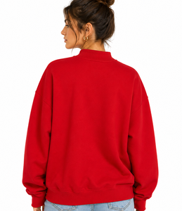 Custom Women's Oversized Mock Neck <b>Jumper</b> Premium Heavyweight Cotton Fleece Sweatshirt Screen print Logo Patch Manufacturer - Product Image 2
