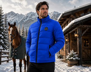 เสื้อเบสเลเยอร์ผู้ชาย Tough Tack สีน้ำเงิน ผ้าโพลีเอสเตอร์น้ำหนักเบา แบบควิลท์ แห้งเร็ว ปิดซิป ทรงหลวม สีพื้น สำหรับกีฬาขี่ม้า - Product Image 1