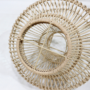 Lanterne en osier faite à la main, écologique, avec cadre en fer, forme d'ampoule unique, porte-bougie rond de Noël pour la décoration intérieure – Ventes Flash - Product Image 5