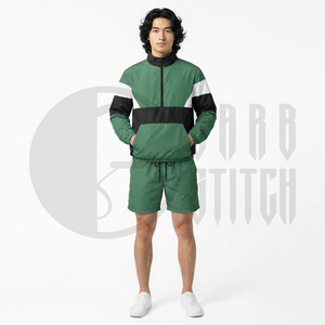 Custom Men Solid Waterproof Windbreaker <b>Jacket</b> Shorts Set <b>Lightweight</b> <b>Running</b> Tracksuit Outdoor Sportswear OEM ODM Manufacturer - Product Image 3