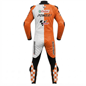 Combinaison de moto en cuir sur mesure de qualité supérieure MotoCP Racing 1 pièce, équipement de conduite avec bosse niveau 2 CE, fabriquée sur mesure - Product Image 2