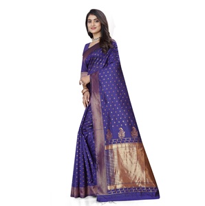 Sari de Seda Banarasi de Alta Calidad para Mujer, Ideal para Bodas, Recepciones y el Festival Diwali, Disponible a un Precio Accesible - Product Image 2