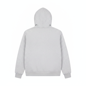 Sudadera con capucha gris jaspeado premium con cremallera y forro de capucha con monograma impreso - Chaqueta de algodón de alta calidad estilo streetwear - Product Image 3