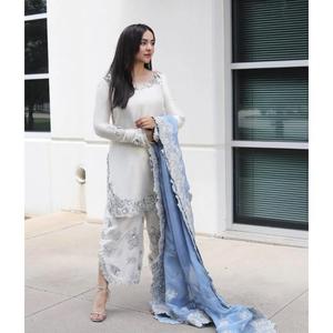 Elegante Conjunto Palazzo de Fiesta con Top de Cristal Romano y Dupatta, Traje con Mangas Bordadas con Lentejuelas de Lujo - Product Image 6