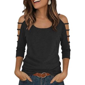 <b>Women's</b> <b>Cold</b> <b>Shoulder</b> <b>Tops</b> 3/4 Sleeve Sexy Going Out T-Shirts <b>for</b> <b>Women</b> Casual Tunic <b>Tops</b> - Product Image 3