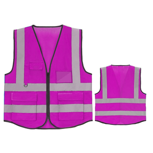 Chaleco de Seguridad Reflectante de Alta Visibilidad Unisex Rojo de Poliéster para Trabajo con Bolsillos - Product Image 3