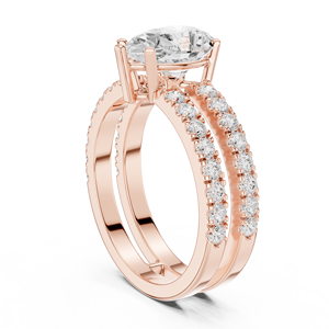 Luxury Pear Shape Diamond Engagement <b>Ring</b> 18K Gold Double Band <b>Split</b> Shank Micro Pave Bridal <b>Ring</b> for Women - Product Image 2