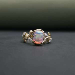 แหวนโอปอลสำหรับหมั้น ได้รับการรับรองจาก IGI ทองคำแท้ 18KT แหวนดีไซน์พิเศษสำหรับเป็นของขวัญวันครบรอบ - Product Image 2